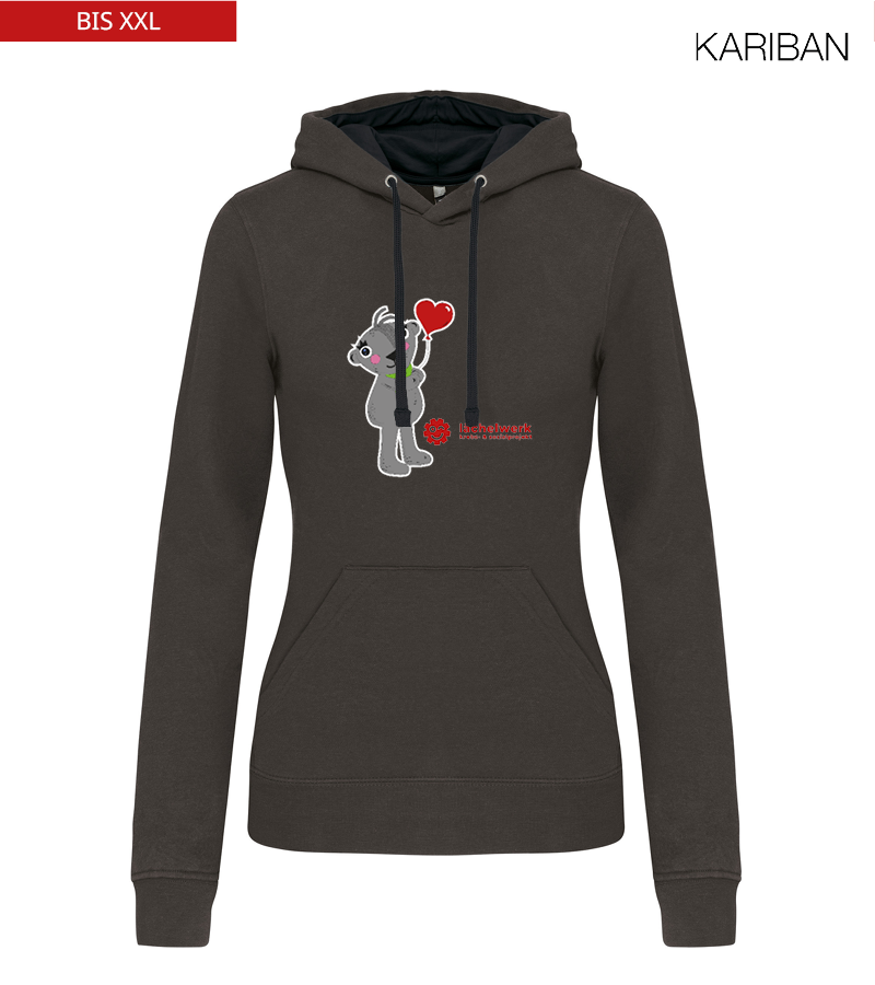 Kariban Damen Hoodie Dark Grey Black "Uwe Frontprint"